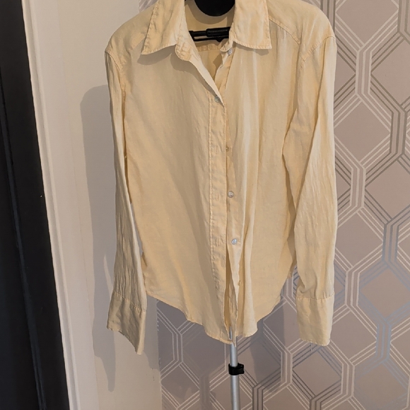 H&M Linen Shirt in Yellow/Cream - Picture 1 of 3